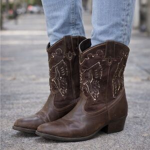 Frye Western Perforated Ankle High Boots